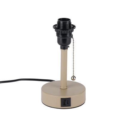 Brilagi - Bordlampe med USB-port TABLON 1xE27/25W/230V beige/sort