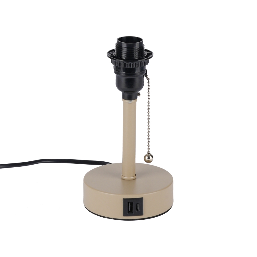 Brilagi - Bordlampe med USB-port TABLON 1xE27/25W/230V beige/sort