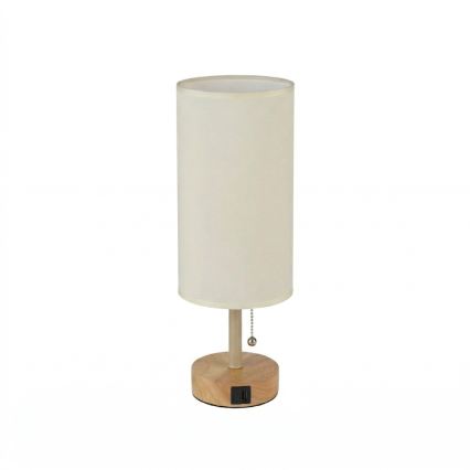 Brilagi - Bordlampe med USB-port TABLON 1xE27/25W/230V eg/beige/creme