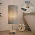 Brilagi - Bordlampe med USB-port TABLON 1xE27/25W/230V eg/beige/grå