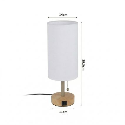 Brilagi - Bordlampe med USB-port TABLON 1xE27/25W/230V eg/beige/hvid