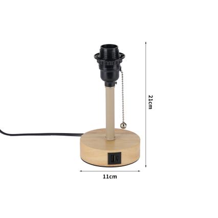 Brilagi - Bordlampe med USB-port TABLON 1xE27/25W/230V eg/beige