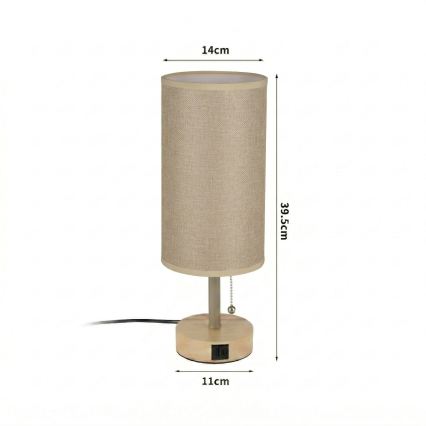 Brilagi - Bordlampe med USB-port TABLON 1xE27/25W/230V eg/beige