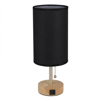 Brilagi - Bordlampe med USB-port TABLON 1xE27/25W/230V eg/beige/sort