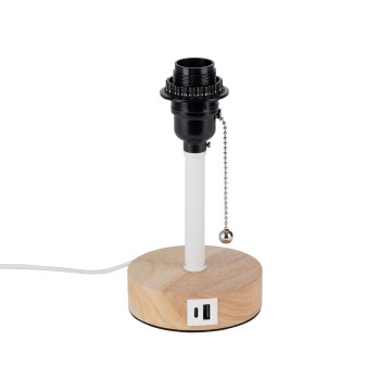 Brilagi - Bordlampe med USB-port TABLON 1xE27/25W/230V eg/hvid