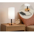 Brilagi - Bordlampe med USB-port TABLON 1xE27/25W/230V eg/sort/hvid