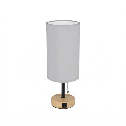 Brilagi - Bordlampe med USB-port TABLON 1xE27/25W/230V eg/sort/hvid