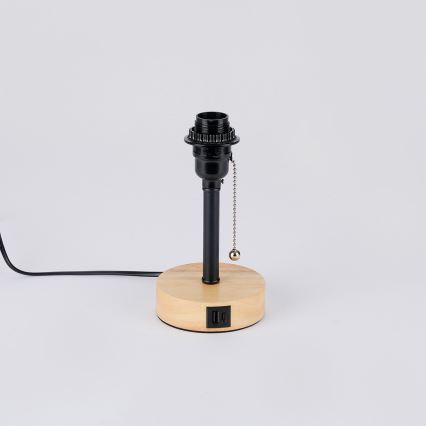 Brilagi - Bordlampe med USB-port TABLON 1xE27/25W/230V eg/sort