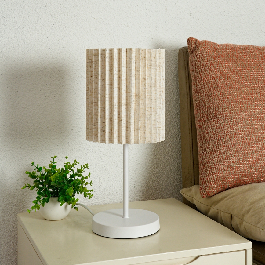 Brilagi - Bordlampe NORDIC WAVE 1xE27/15W/230V hør/hvid