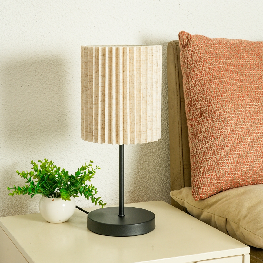 Brilagi - Bordlampe NORDIC WAVE 1xE27/15W/230V hør/sort