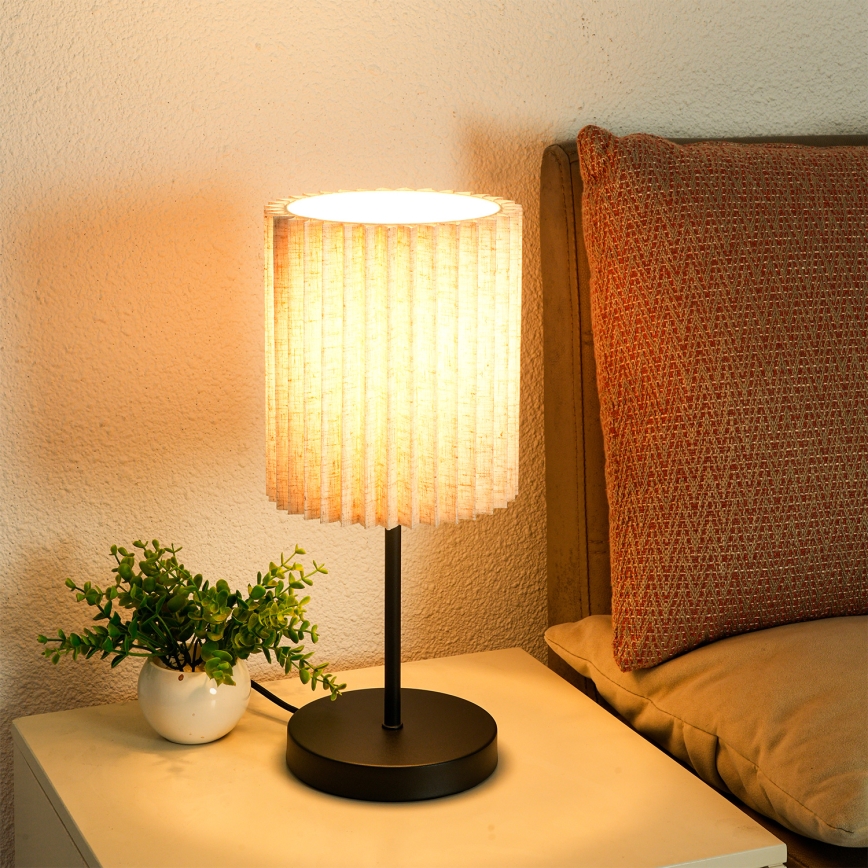 Brilagi - Bordlampe NORDIC WAVE 1xE27/15W/230V hør/sort