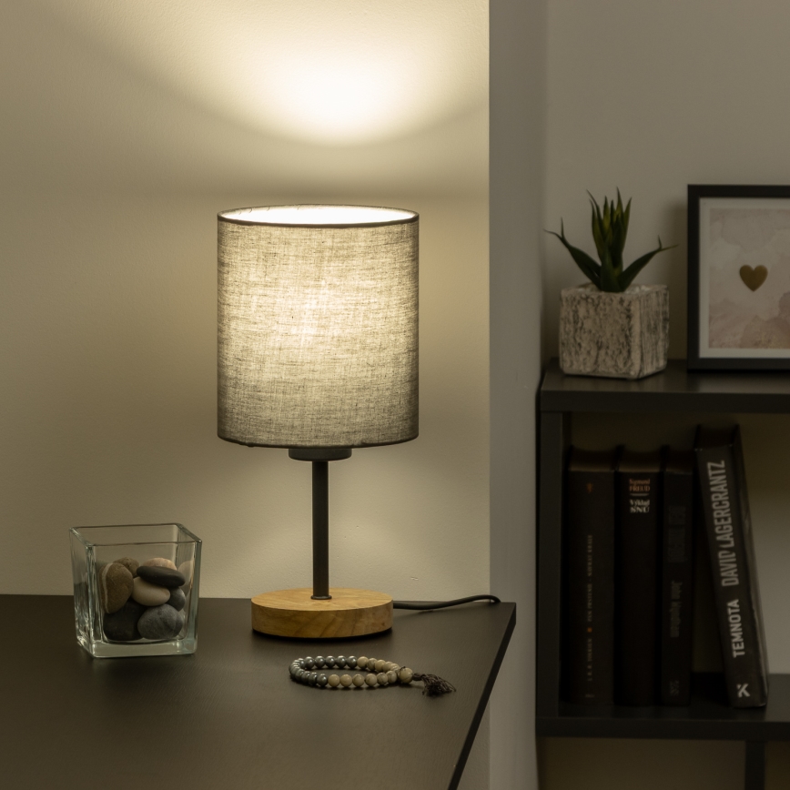 Brilagi - Bordlampe NUBILA WOOD 1xE27/25W/230V eg/antracit