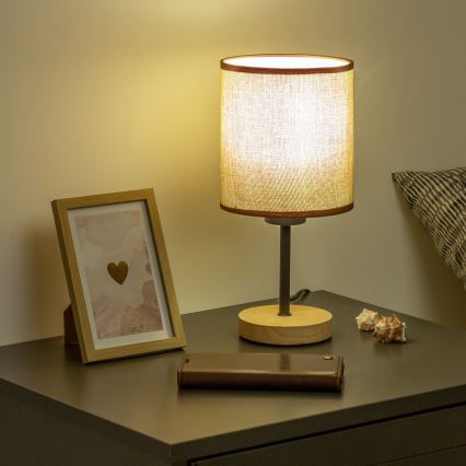 Brilagi - Bordlampe NUBILA WOOD 1xE27/25W/230V eg/brun