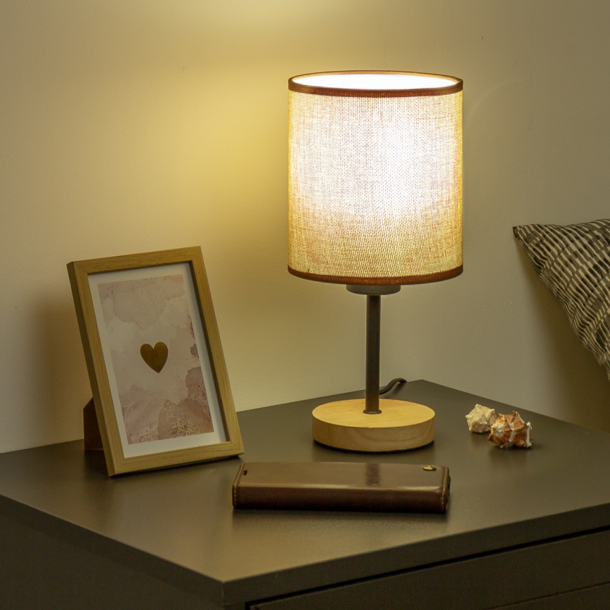 Brilagi - Bordlampe NUBILA WOOD 1xE27/25W/230V eg/brun