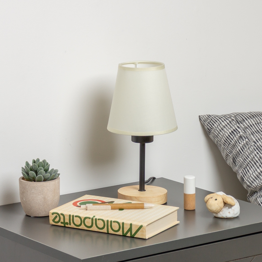 Brilagi - Bordlampe NUBILA WOOD 1xE27/25W/230V eg/cremefarvet