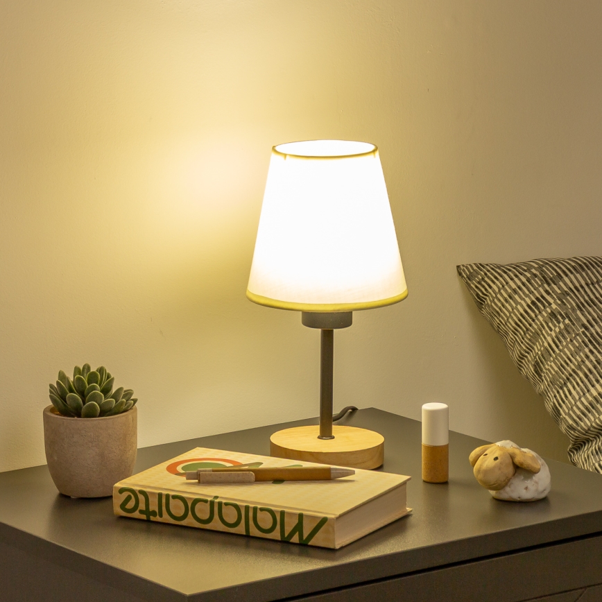 Brilagi - Bordlampe NUBILA WOOD 1xE27/25W/230V eg/cremefarvet