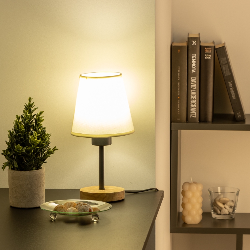Brilagi - Bordlampe NUBILA WOOD 1xE27/25W/230V eg/cremefarvet