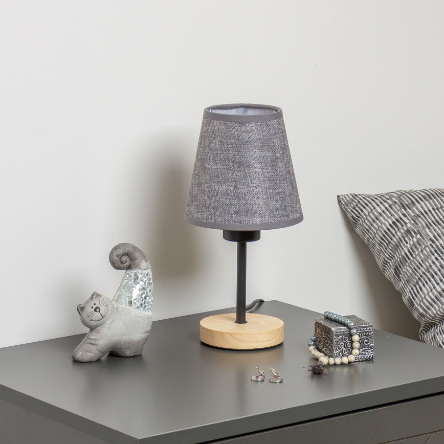 Brilagi - Bordlampe NUBILA WOOD 1xE27/25W/230V eg/grå