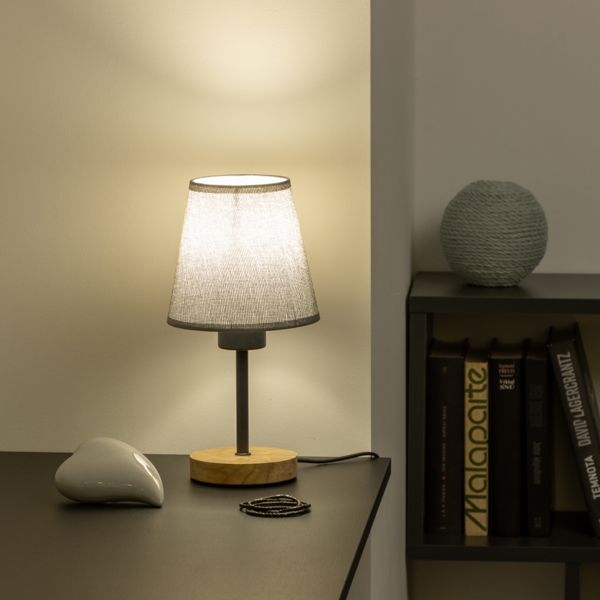Brilagi - Bordlampe NUBILA WOOD 1xE27/25W/230V eg/grå