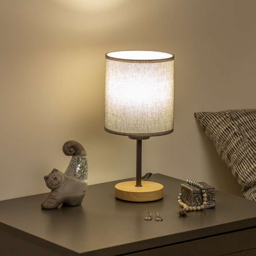 Brilagi - Bordlampe NUBILA WOOD 1xE27/25W/230V eg/grå