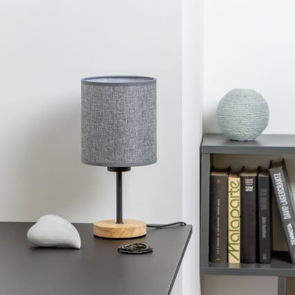 Brilagi - Bordlampe NUBILA WOOD 1xE27/25W/230V eg/grå