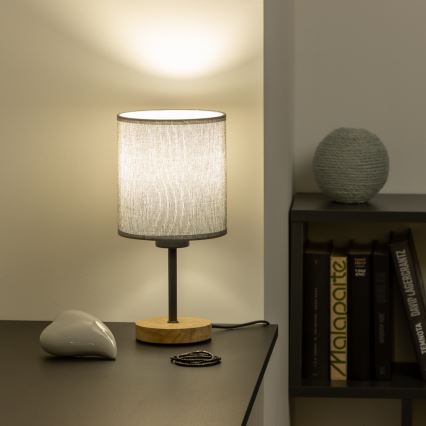 Brilagi - Bordlampe NUBILA WOOD 1xE27/25W/230V eg/grå