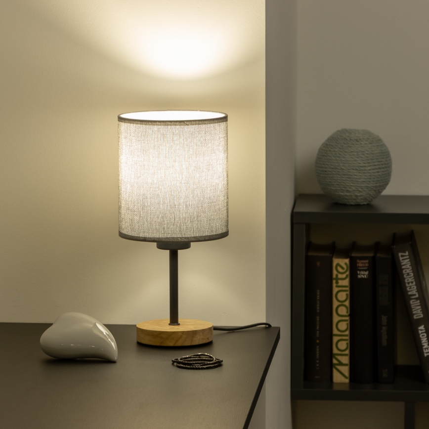 Brilagi - Bordlampe NUBILA WOOD 1xE27/25W/230V eg/grå