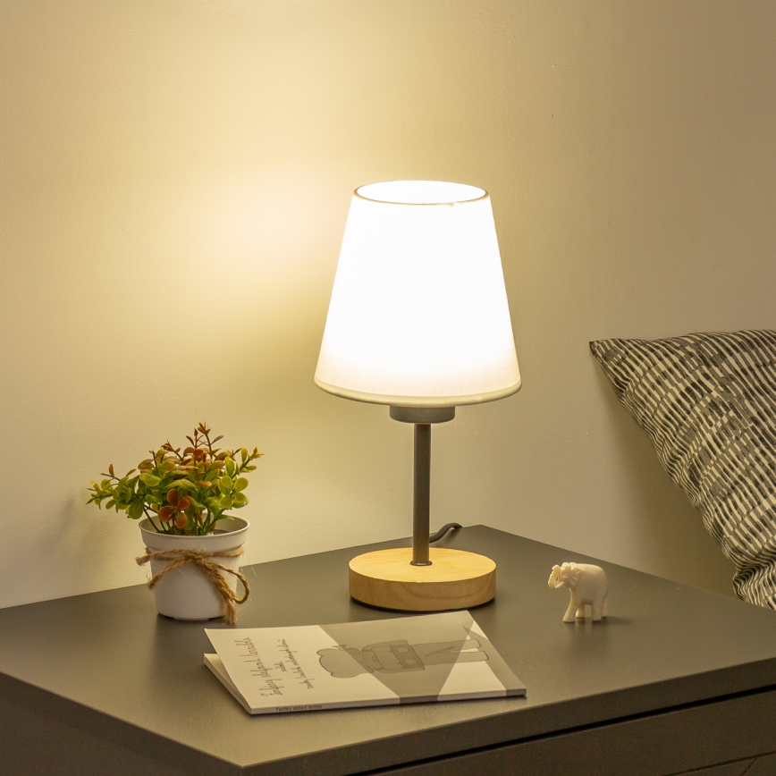 Brilagi - Bordlampe NUBILA WOOD 1xE27/25W/230V eg/hvid