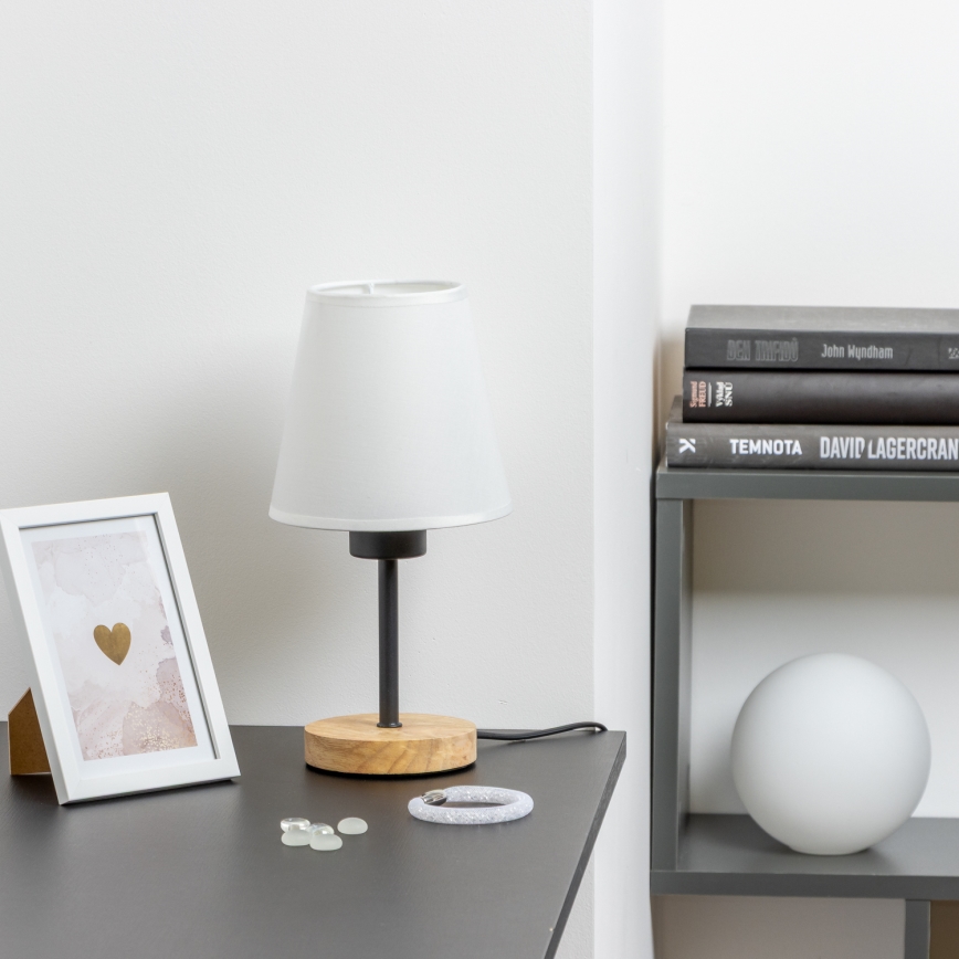Brilagi - Bordlampe NUBILA WOOD 1xE27/25W/230V eg/hvid