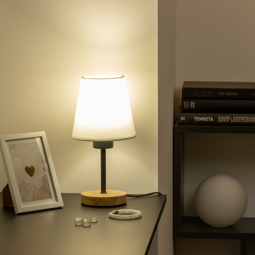 Brilagi - Bordlampe NUBILA WOOD 1xE27/25W/230V eg/hvid