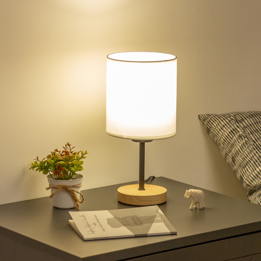 Brilagi - Bordlampe NUBILA WOOD 1xE27/25W/230V eg/hvid