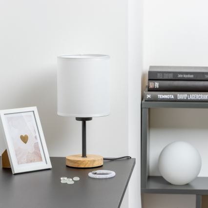 Brilagi - Bordlampe NUBILA WOOD 1xE27/25W/230V eg/hvid