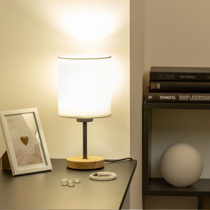 Brilagi - Bordlampe NUBILA WOOD 1xE27/25W/230V eg/hvid