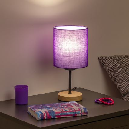 Brilagi - Bordlampe NUBILA WOOD 1xE27/25W/230V eg/lilla