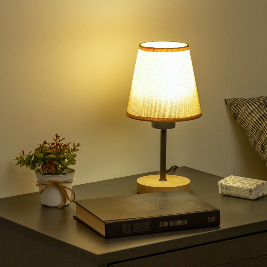 Brilagi - Bordlampe NUBILA WOOD 1xE27/25W/230V eg/lysebrun