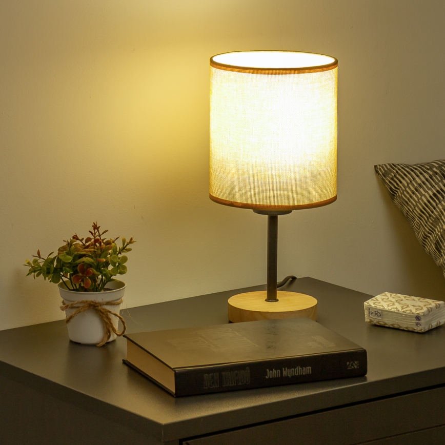 Brilagi - Bordlampe NUBILA WOOD 1xE27/25W/230V eg/lysebrun