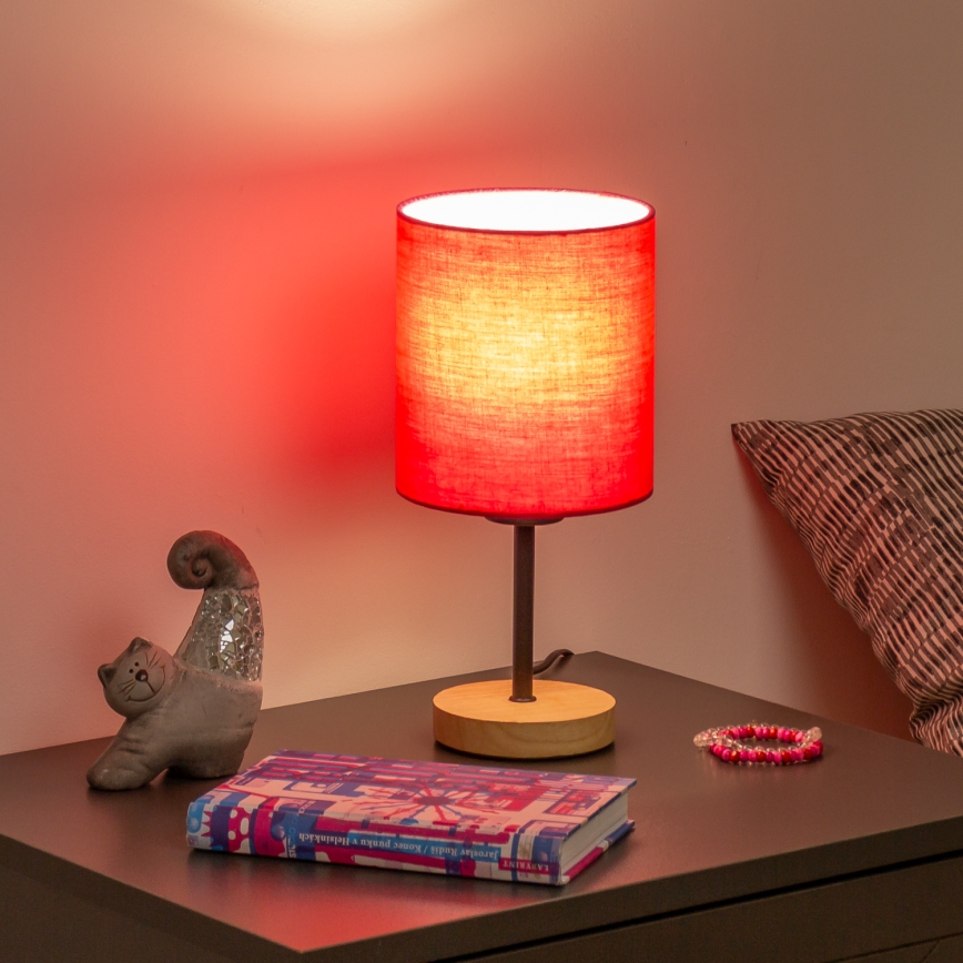 Brilagi - Bordlampe NUBILA WOOD 1xE27/25W/230V eg/lyserød