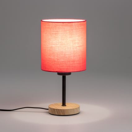 Brilagi - Bordlampe NUBILA WOOD 1xE27/25W/230V eg/lyserød