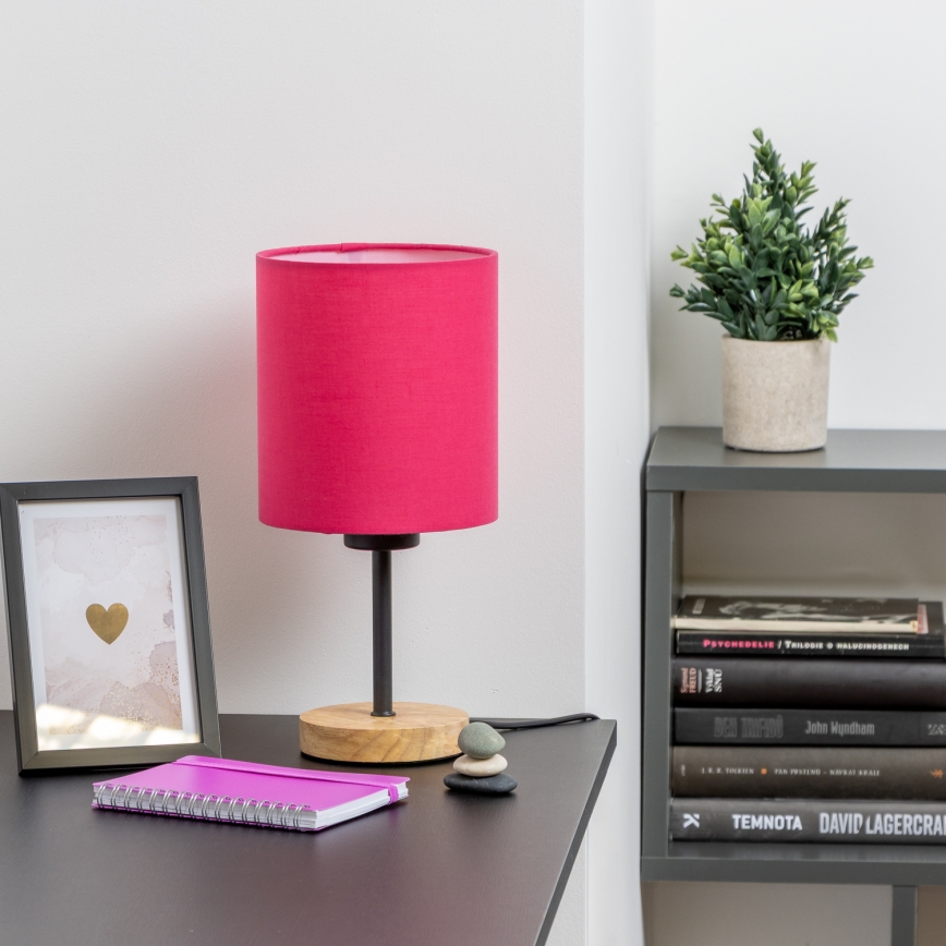 Brilagi - Bordlampe NUBILA WOOD 1xE27/25W/230V eg/lyserød