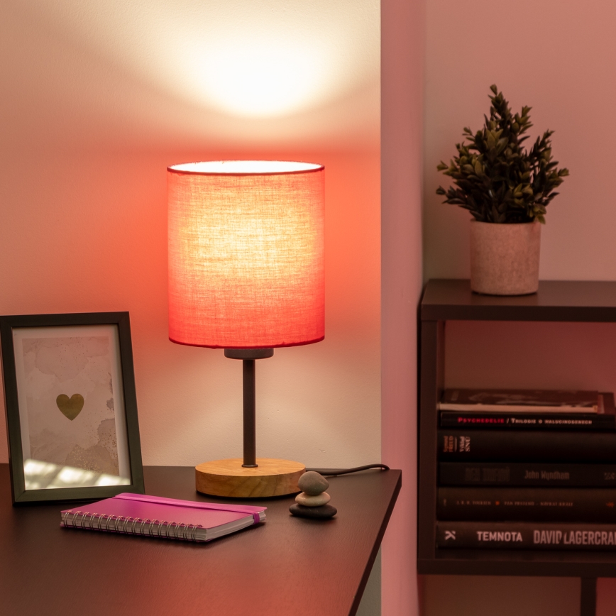 Brilagi - Bordlampe NUBILA WOOD 1xE27/25W/230V eg/lyserød