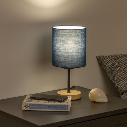 Brilagi - Bordlampe NUBILA WOOD 1xE27/25W/230V eg/mørkeblå