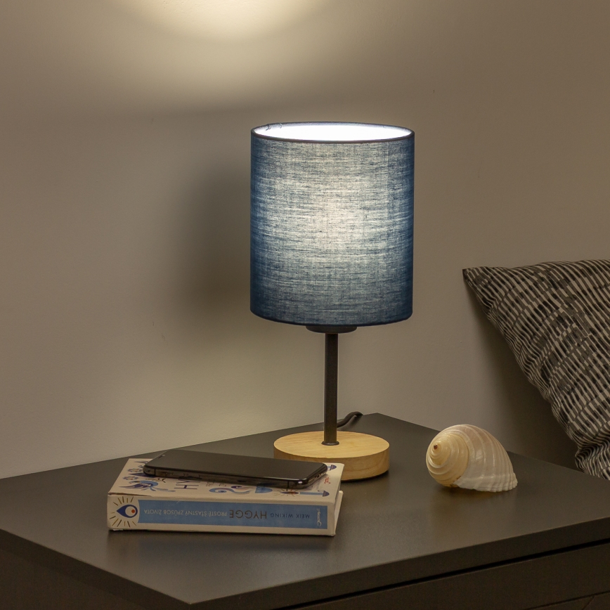 Brilagi - Bordlampe NUBILA WOOD 1xE27/25W/230V eg/mørkeblå