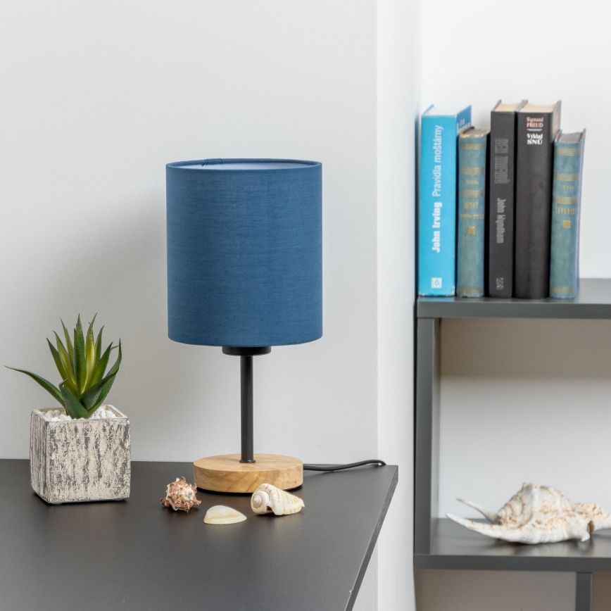 Brilagi - Bordlampe NUBILA WOOD 1xE27/25W/230V eg/mørkeblå