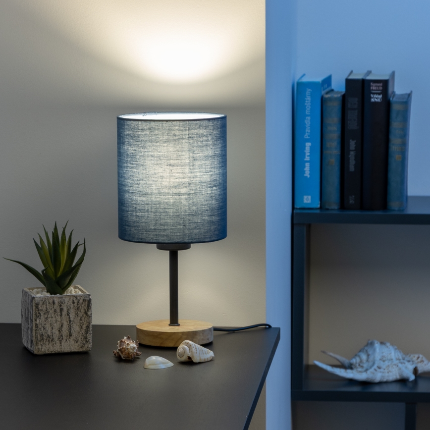 Brilagi - Bordlampe NUBILA WOOD 1xE27/25W/230V eg/mørkeblå