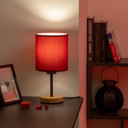 Brilagi - Bordlampe NUBILA WOOD 1xE27/25W/230V eg/pompejansk rød