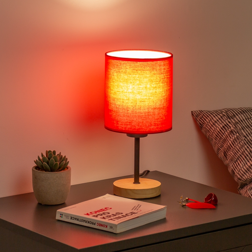 Brilagi - Bordlampe NUBILA WOOD 1xE27/25W/230V eg/rød