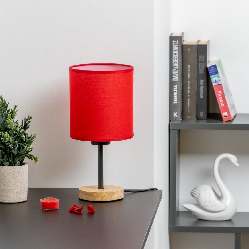 Brilagi - Bordlampe NUBILA WOOD 1xE27/25W/230V eg/rød