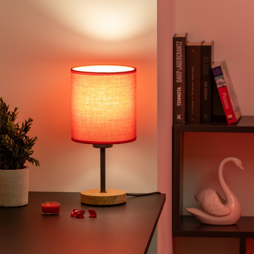 Brilagi - Bordlampe NUBILA WOOD 1xE27/25W/230V eg/rød