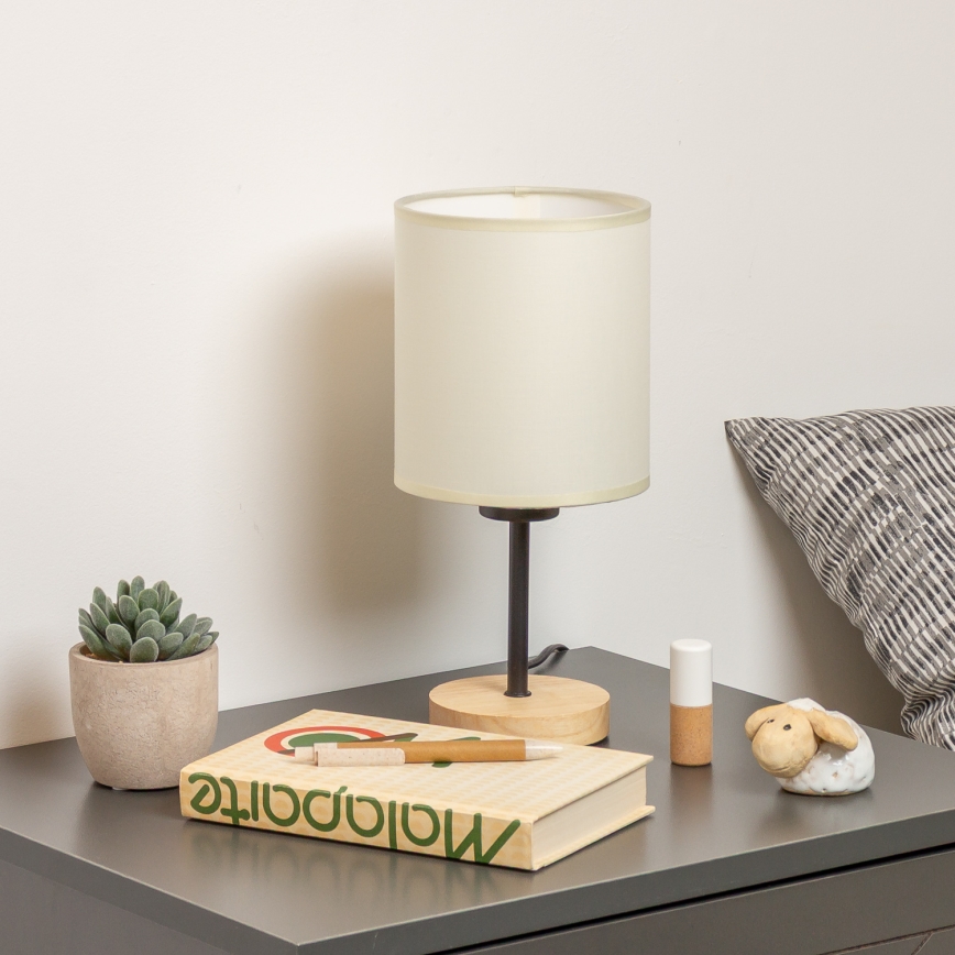 Brilagi - Bordlampe NUBILA WOOD 1xE27/25W/230V eg/sort/cremefarvet