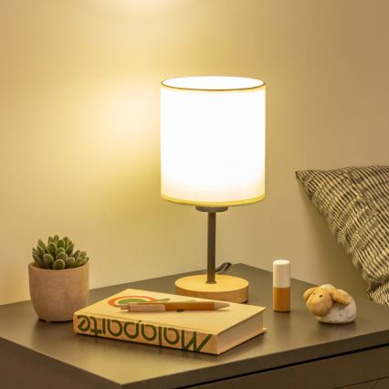 Brilagi - Bordlampe NUBILA WOOD 1xE27/25W/230V eg/sort/cremefarvet